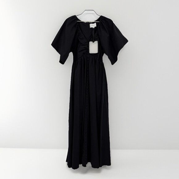 Pomander Place by Tuckernuck Black Vivianna Maxi Dress S Small V-Neck Buttons - Picture 2 of 12